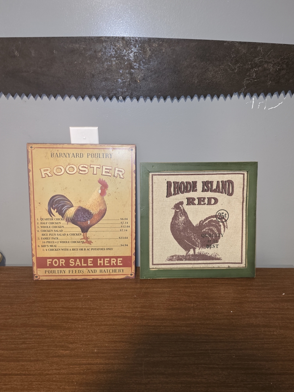 Rooster Barnyard Poultry Wall Art Pair - Yellow & Green